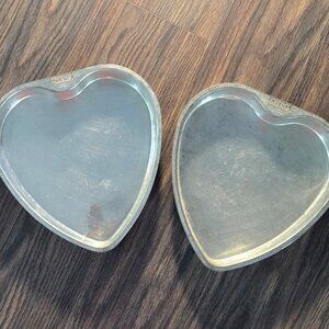 Vintage OVENEX Tin-Plated Steel Heart-Shaped Baking Pans (2)